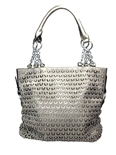 Zzfab 2nd Gen Chain Rhinestone Handbags Circle Sparkle Purses Pewter