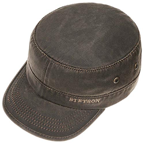 Stetson-Datto-Armycap-Herren-Wasserabweisende-Baumwollkappe-SommerWinter-Armymuetze-mit-Sonnenschutz-UV-40-Verwaschene-Lederoptik-Oilskin-Urbancap
