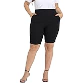 HDE Women's Plus Size Bermuda Shorts Mid Rise 10" Inseam Shorts with Pockets