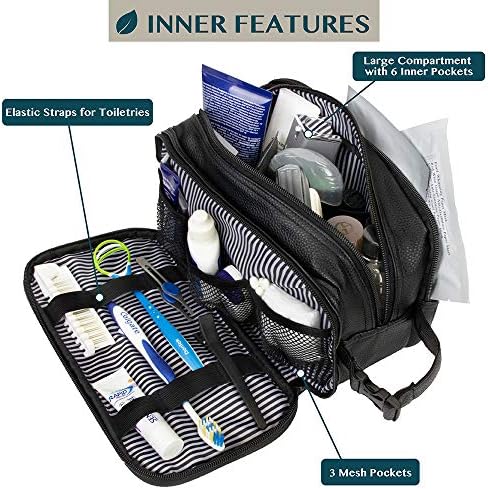 PAVILIA Toiletry Bag for Men, Travel Toiletries Bag | Water-resistant Dopp Kit, PU Leather Shaving Bag Organizer for Toiletry Accessories, Cosmetic, Hygiene, Grooming 4 PAVILIA Toiletry Bag for Men, Travel Toiletries Bag | Water-resistant Dopp Kit, PU Leather Shaving Bag Organizer for Toiletry Accessories, Cosmetic, Hygiene, Grooming