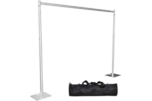 TOCRETOARE Heavy Duty Backdrop Stand, 10x10ft Pipe and Drape Backdrop Stand Kit with Adjustable Telescopic Poles Frame and Metal Base, Background Holder for Parties Wedding Birthday Photography Capacity of up to 22 lbs