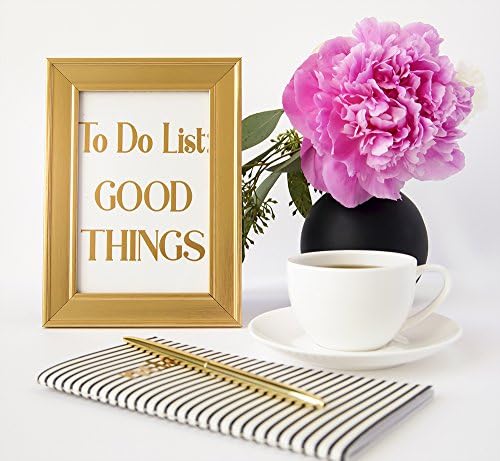 Framed Wall Art "To Do List: Good Things" Embossed Gold Foil Art Poster for Inspirational Bathroom Wall Art, Wall Art for Home, &amp; Office Wall Art