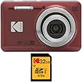 Kodak PIXPRO Friendly Zoom FZ55 (Red) with 32GB Memory Card Bundle