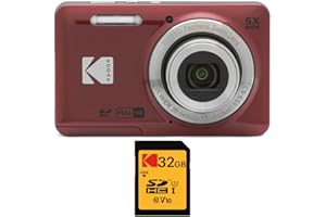 Kodak PIXPRO Friendly Zoom FZ55 (Red) with 32GB Memory Card Bundle