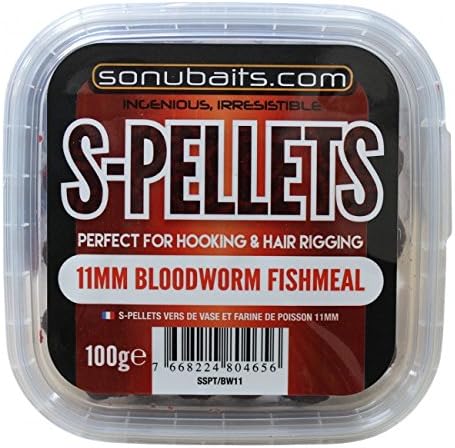 Sonubaits S-Pellets hooking & hair rigging Bloodworm Fishmeal fishing bait 100g 11mm