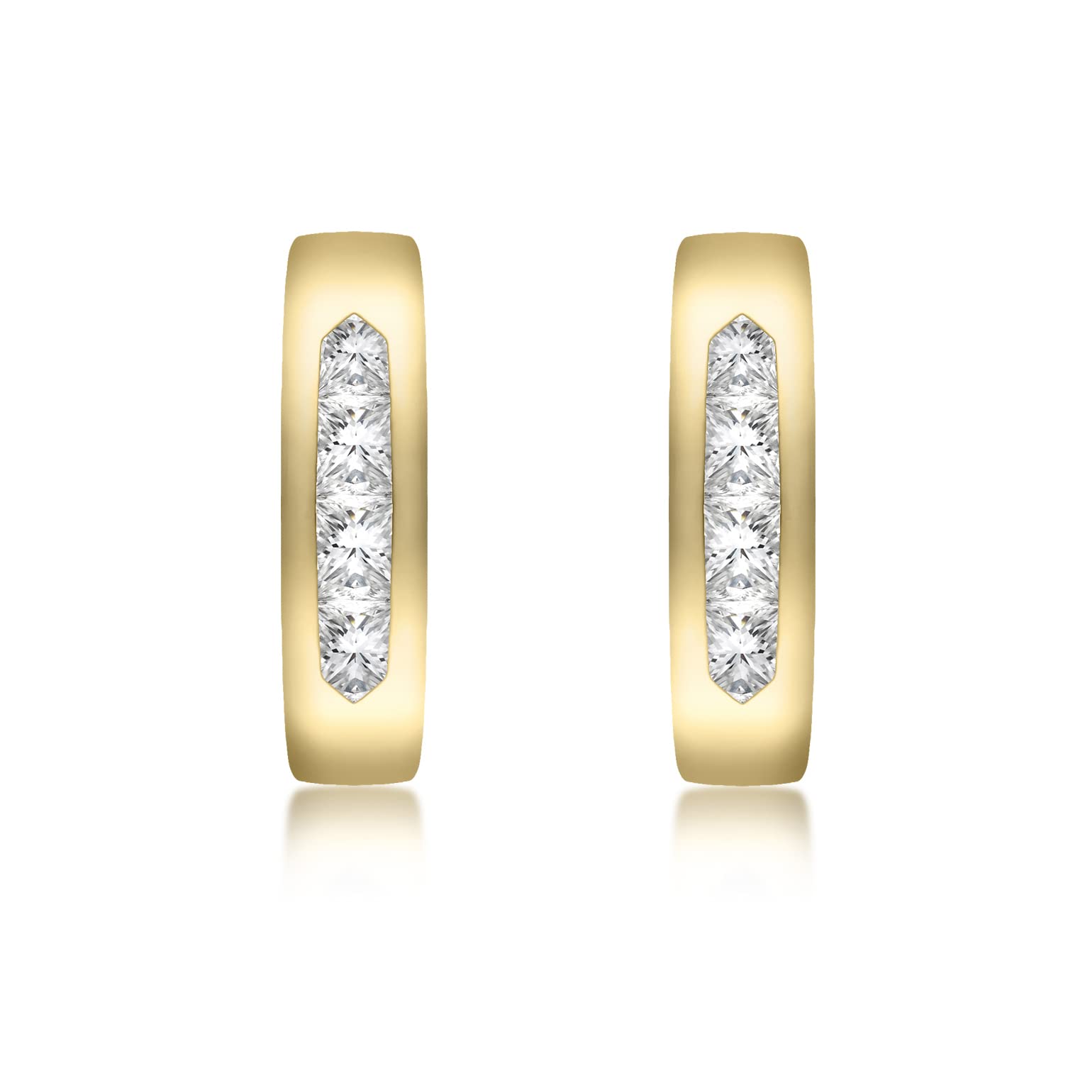 CARISSIMA Women's 9 ct Yellow Gold Cubic Zirconia Curved Band Earrings