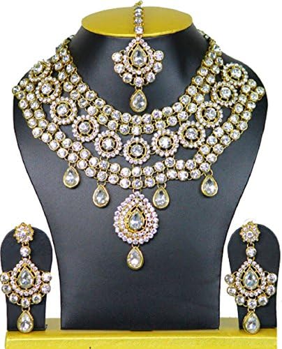 Royal Look Indian Bollywood Style Most Beautiful Gold Plated Jewelry Set With Mang Tika