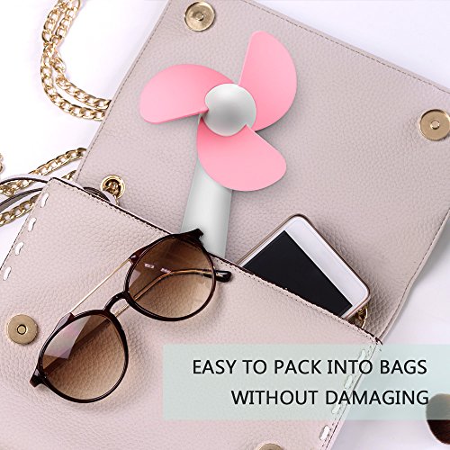 BicycleStore Personal Handheld Fan, Portable Mini Pocket Fan with Foam Blades, Small Quiet Desk Fan Powered by USB or Rechargeable Battery for Office, Table, Travel, Camping