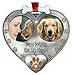 Dog Photo Christmas Ornament - Double Picture Pet Ornament - Paw Prints on My Heart - Dog Memorial - Holds Two 1 5/8