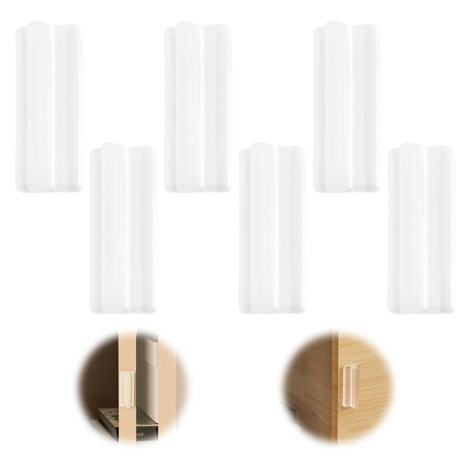 Photo 1 of MOROBOR Mini Self-Stick Instant Cabinet Drawer Pulls, 6pcs Clear Silicone Self-Adhesive Push Pull Handles for Dresser Cabinet Drawer Glass Doors Window