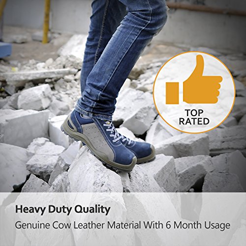 SAFETOE Safety Shoes Work Boots Wide L7295 Leather &Steel Toe Work Shoes for Men and Women - Thumbnail 3