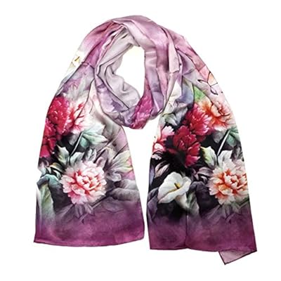 Wrapables Luxurious 100% Charmeuse Silk Long Scarf with Hand Rolled Edges Wrapables Luxurious 100% Charmeuse Silk Long Scarf with Hand Rolled Edges