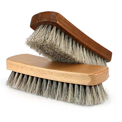 Shoe Shine Brushes MoYag Large Professional Horse Hair Brushes for Shoes, Boots & Other Leather Care