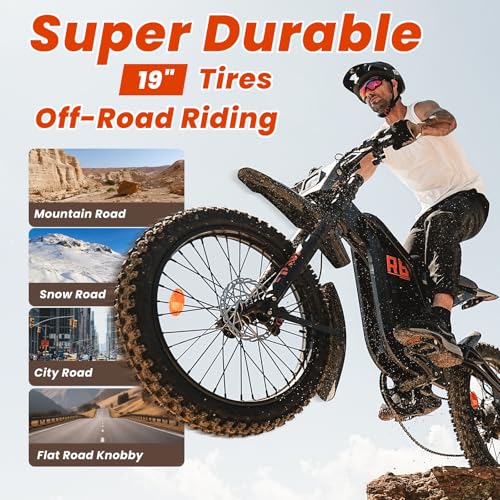 Flydone Electric Dirt Bike for Adults, 𝟰𝟬𝟬𝟬𝗪 𝗣𝗲𝗮𝗸 Motor, 56 km/h Max Speed, 104+ km Range, 19" Fat Tires, Hydraulic Disc Brakes