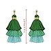 idealway 3 Layered Colorful Womens Stylish Earrings Bohemian Style Summer Tassel Drop Earrings (Green)
