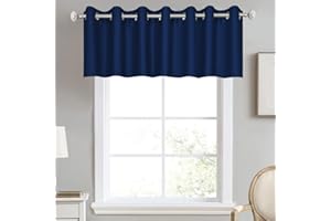 DECOVSUN DECOVSU Navy Blue Window Valance for Kitchen 100x18 Solid Blackout Thermal Insulated Grommet Valance for Bedrooom Living Room Extra Wide 1 Panel 100W X18 L