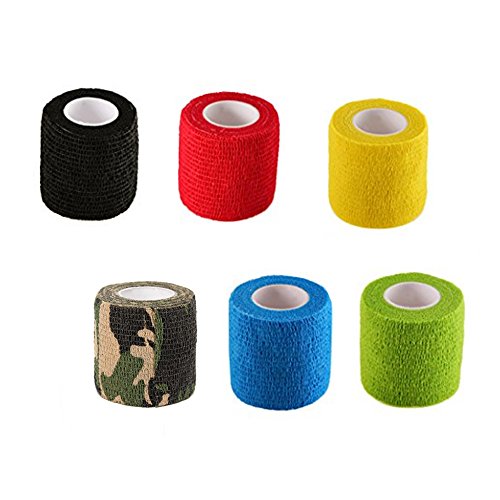 siyady - 6 vendas elásticas autoadhesivas para tatuajes desechables, 5 cm de ancho, envoltura protectora de camuflaje, envolturas de compresión para muñeca, tobillo, codo, cabeza, deporte