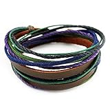 Victoria Echo Handmade Multilayer Wraps Colorful Cords Leather Bracelet Purple