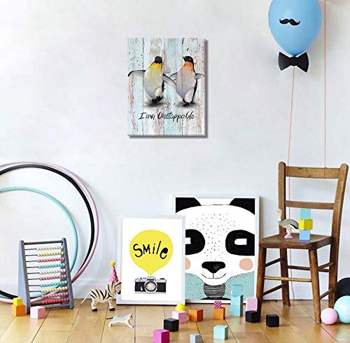 Visual-Art-Decor-Funny-Positvie-Penguins-Painting-Canvas-Prints-Wall-Art-Gallery-Wrapped-Picture-Artwork-for-Modern-Home-Office-Kids-Bedroom-Nursery-Wall-Decor