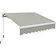 Outsunny 8' x 7' Patio Retractable Awning, Manual Exterior Sun Shade Deck Window Cover, Gray