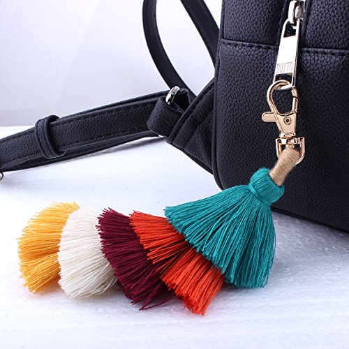 ZOONAI Colorful Tassels Charm Keychain Car Keyring Holder Bag Wallet Purse Decorations (A)