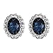 Yoursfs Sapphire Clip On Earrings for Women Platinum Plated Oval Halo Navy Crystal Antique CZ Earring