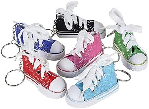 Rhode Island NoveltyKCSNEAK 723905913137 Lot of 12 Canvas Sneaker Tennis Shoe Chucks Keychain Party Favors, Assorted, 12-Pack of