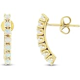 Rainbow Synthetic Opal Half Huggie Hoop Earrings 14K Gold Over Sterling Silver