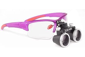 EustomA 3.5X Binocular Loupes Head Magnifier Frame Anti Slip 420mm Working Distance Optical Glasses Angle Adjustable for Lab DY-117 (Purple)
