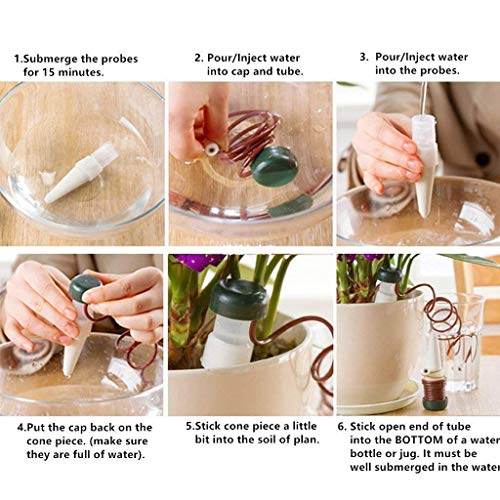 DOCA Watering Stakes Automatic Plant Watering System, 6-Pack Ceramic Plant Waterers - Self Irrigation Watering Spikes - Drip Irrigation Gardening Tools for Houseplant Indoor Outdoor Office Plant