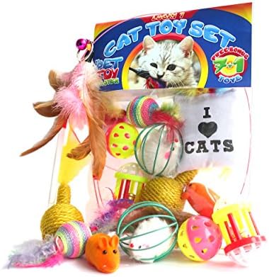 Premium Cat toys for Cats and Kittens by PET TOYMASTER + Feather Teaser Wand with bonus