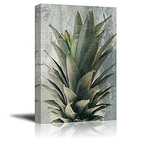 Canvas Print Wall Art - Leaves of a Pineapple on Abstract Background - Gallery Wrap Modern Home Art | Ready to Hang - 12x18 inches