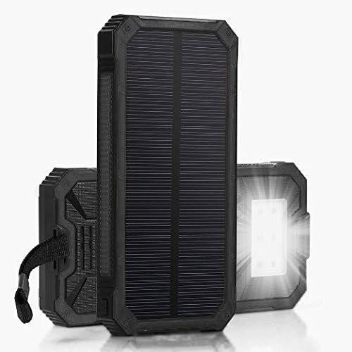 Best Solar Charger, Solar Power Bank, External Phone Battery Dual USB Solar Panel 6LED Light Portable for Emergency Outdoor Camping Travel Bluetooth iPhone iPad Camera Tablet GoPro.