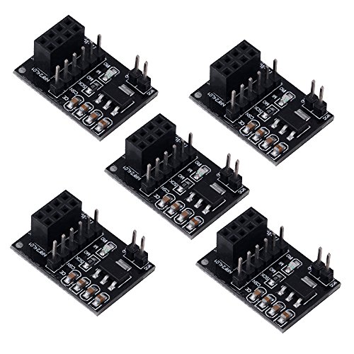 diymore 5pcs NRF24L01+ 8 pin Socket Breakout Adapter 3.3V Regulator Plate Board + Wireless Transceiver Module