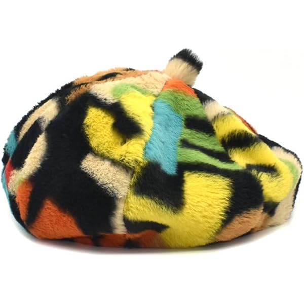 4116 Women Colorful Letter Print Faux Fur Beret Hats Artist Painter Hats Fuzzy Newfancy Women Colorful Letter Print Faux Fur Beret Hats  main image 4