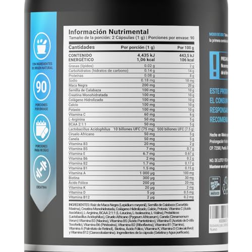 B Life Multivitamínico para Hombre 40+ | 180 Cápsulas con Vitaminas A, C, D, E y más Potenciadas con Calcio, Colágeno, Creatina y Probióticos para Vitalidad y Energía.