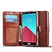 J&D Case Compatible for LG G4 Case, [Wallet Stand] [Slim Fit] Heavy Duty Protective Shock Resistant Flip Cover Wallet Case for LG G4 Wallet Case - Brown