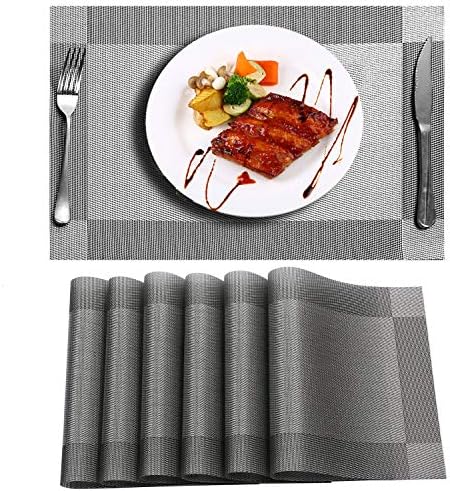 Niskite PL01 Dinner Placemats For Dining Table, 18 X 12 INCH, Silver