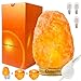 Lotous (8-13 lbs,7-10in) Large Pink Himalayan Salt Lamp Lights, Himalayan Salt Table Lamp Platinum Base Touch Dimmer Switch Control and 1 Salt Night Light, Set of 2 Pack Salt Candle Holder