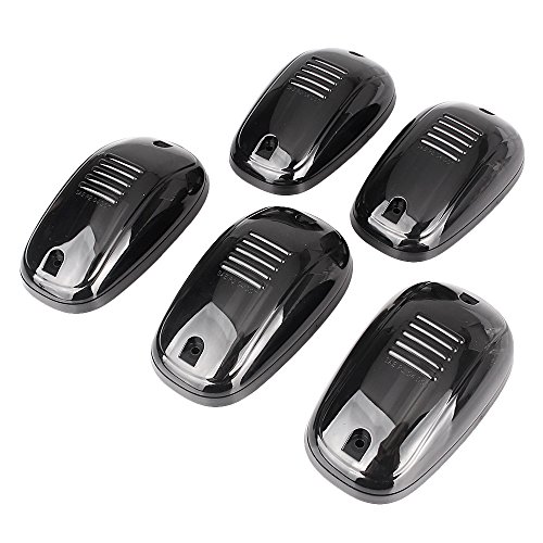 Mallofusa Smoke Black 5Pcs Cab Roof Top Running Marker Light Covers for 4x4 Truck SUV Off-Road Crossover Jeep RV Pickup