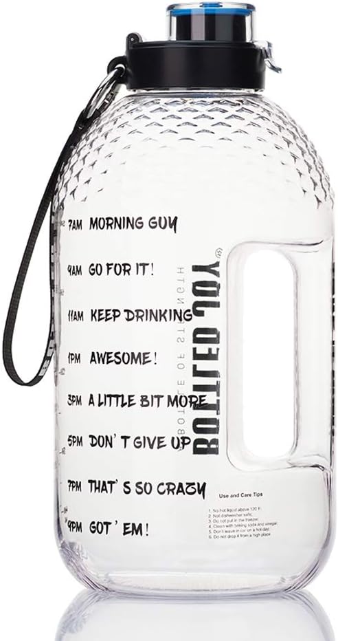 BOTTLED JOY Half Gallon Water Bottle, BPA Free 75oz Large Water Bottle Hydration with Motivational Time Mark Leak-Proof Drinking 2.2L Water Bottle for Camping Workouts and Outdoor : Sports & Outdoors
