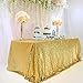 Trlyc 60 x 102-Inch Square Sequin Tablecloth Gold for Wedding