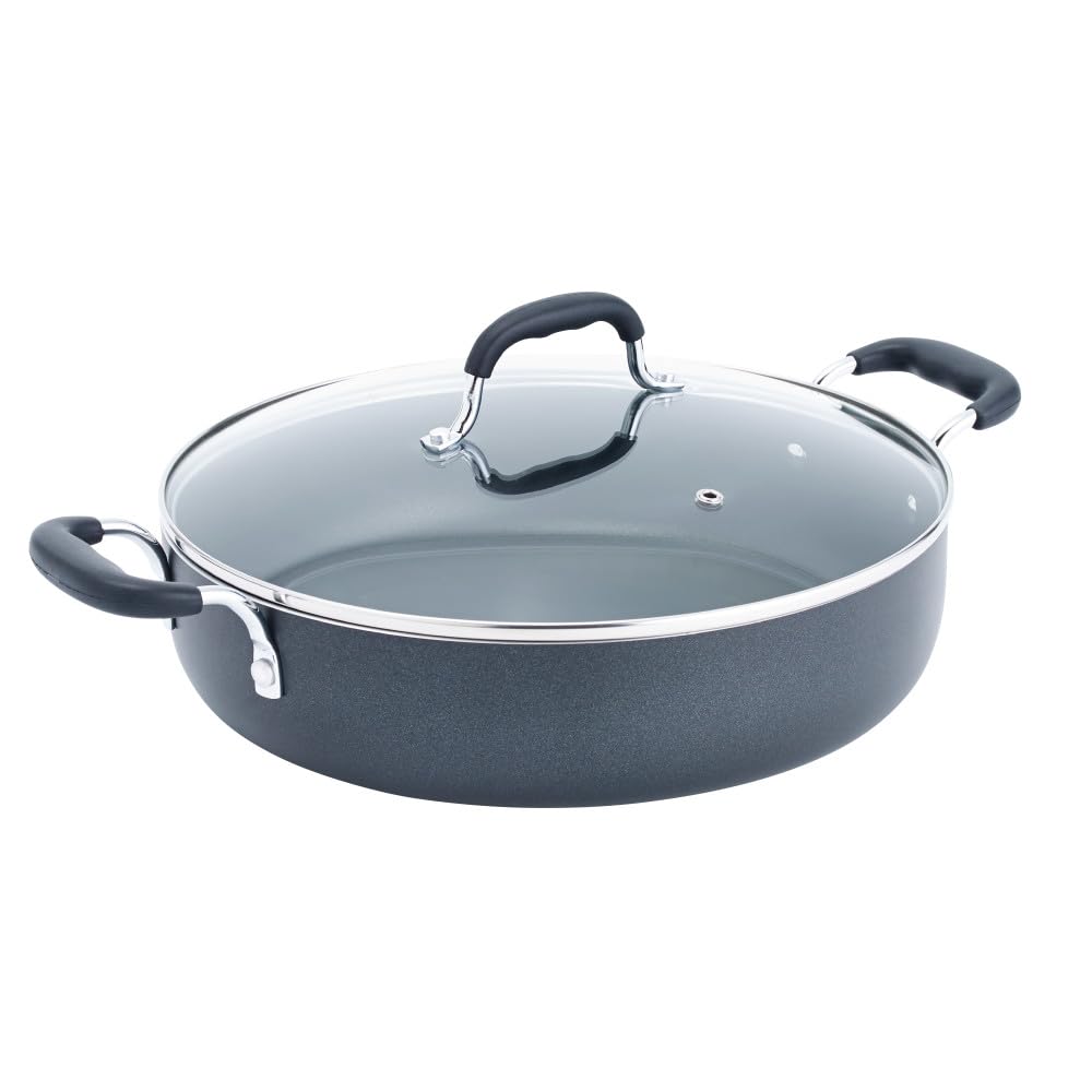 Photo 1 of T-fal B36282 Nonstick Deep Covered Everyday Pan with Ergonomic Stay-Cool Handles Cookware, 12-Inch, Black