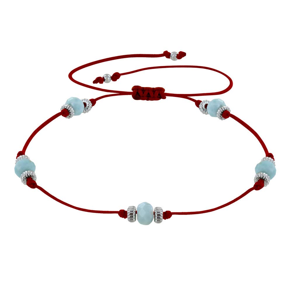 LES POULETTES BIJOUX - Bracelet Link Five Larimar Faceted Beads - Red