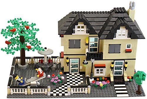 816 Piece Toy Family Cottage Themed Interconnecting Building Block Set with Yard, Garden, Figurines and Other Fun Assorted Pieces by Dimple by DimpleChild