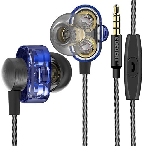 COCOCAT HR-007 Twin Driver High Resolution Heavy Bass In-Ear Headphones with Microphone and Remote for iOS Android -with Premium Foam Earbud Tips for Sport and Isolation Plus Sound