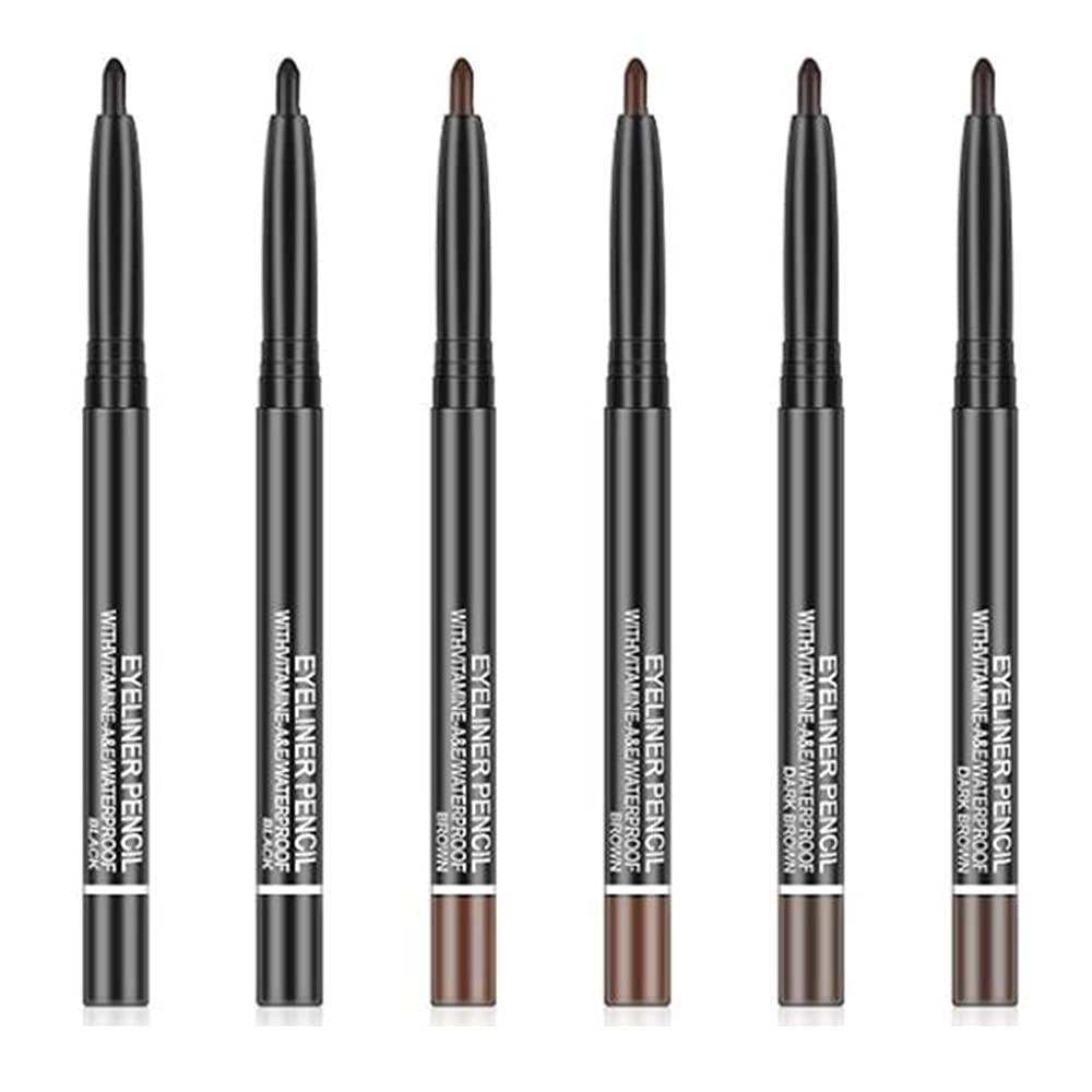 6 Pcs Eyeliner Gel Pens Waterproof Smudge-Proof Smooth Eye Liner Matte Eyeliner Gel Pencil Set for Eyes Makeup(13cm)