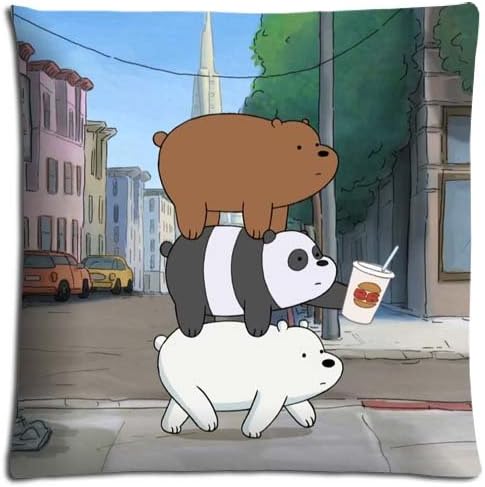 Polyester Cotton We Bare Bears Car Pillow Shell Cases Zippered Ventilated Pillow 16x16 inch 40x40 cm