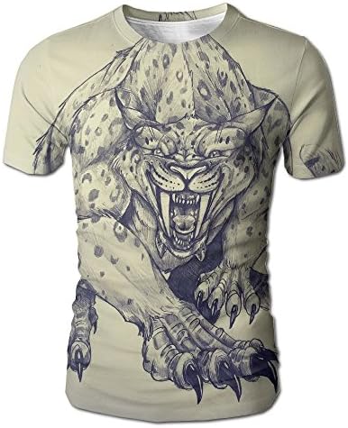 TravelMonster Sabre Wulf Aggression Teeth Face Men's Short Sleeve T-Shirt Tee Round Neck Full 3D Graphic Printed