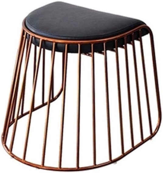 CZWYF Modern Golden Vanity Stool/Makeup Dressing Stool Padded Bench/Upholstered Dinning Chair/with Gold Metal Backrest For Kitchen Bedroom (Color : Brass)